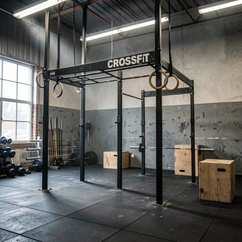 Profesjonalna strefa do treningu crossfit na siłowni.